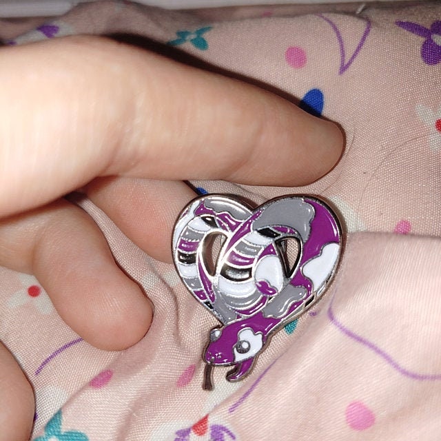 Subtle Asexual Pride Pin | Danger Noodle Enamel Pin in Ace LGBTQ+ Pride Flag Colors | Pride Jewelry Accessories Gift