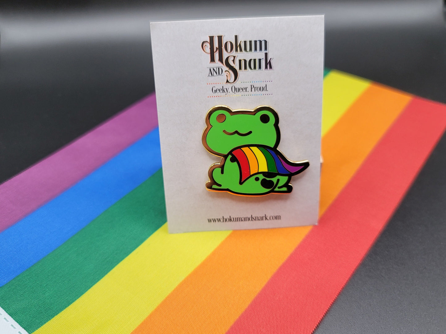 Pride Frog Chibi Hard Enamel Pin | Choose Gay Rainbow Pride Flag or Progress Pride Flag for Trans BIPOC Solidarity