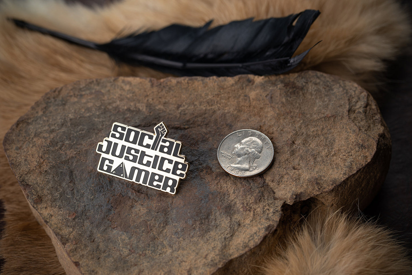Social Justice Gamer Gold Enamel Pin