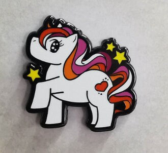 Chibi Unicorn Lesbian Pride Enamel Pin | Gay My Little Pony Pin with Subtle Lesbian Pride Flag Colors | LGBTQ+ Pins | Subtle Pride Jewelry