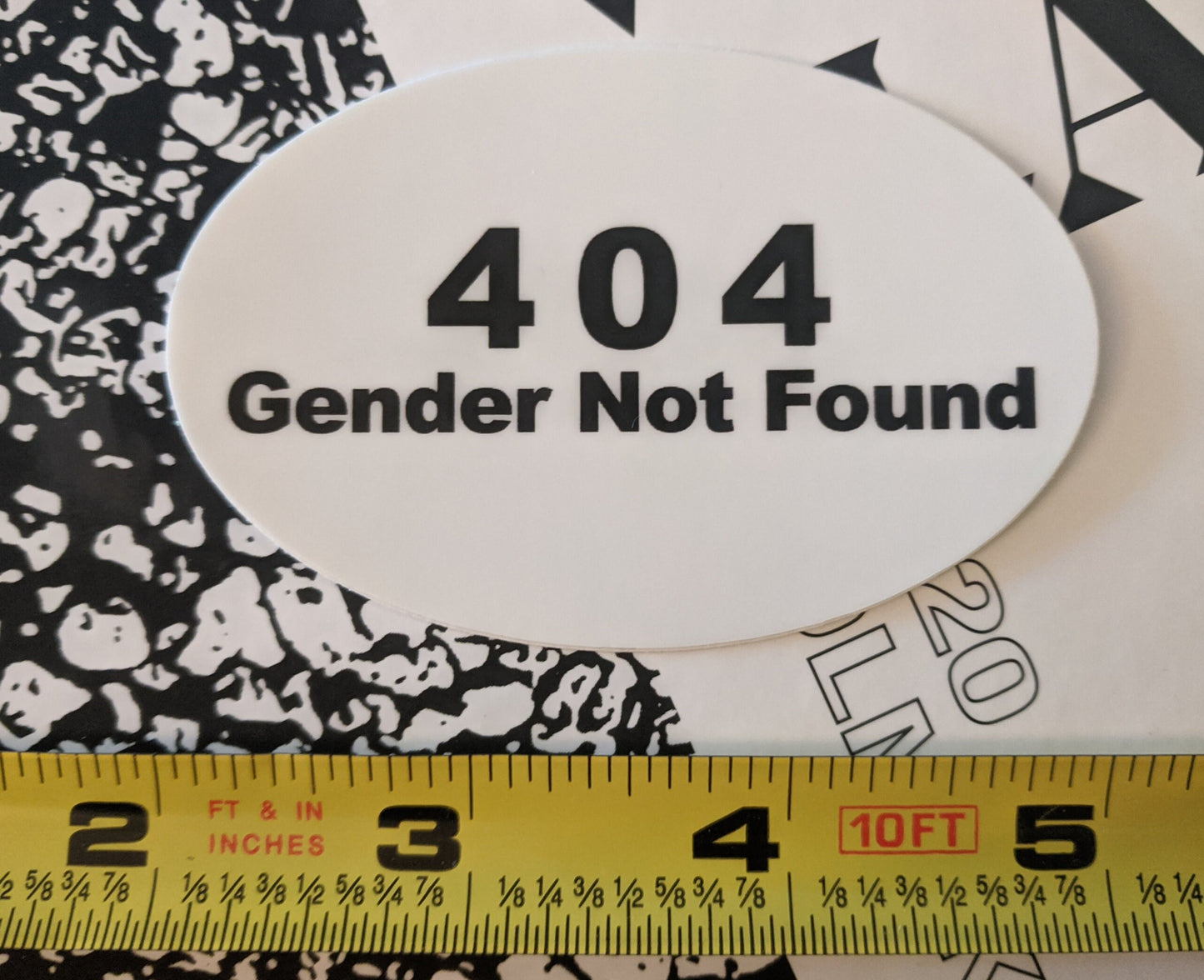 404 Error Gender Not Found Agender Genderfluid Gender Queer Vinyl Decal | Waterproof Die-Cut Vinyl Sticker for Car, Laptop, Water Bottle etc