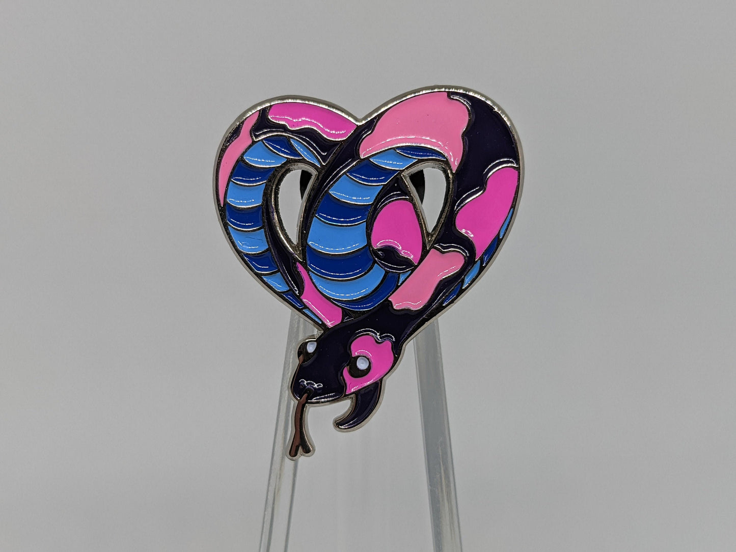 Omnisexual Pride Noodle Heart-Shaped Snake Enamel Pin in Omni Pride LGBTQ+ Flag Colors | Subtle Pride Pin