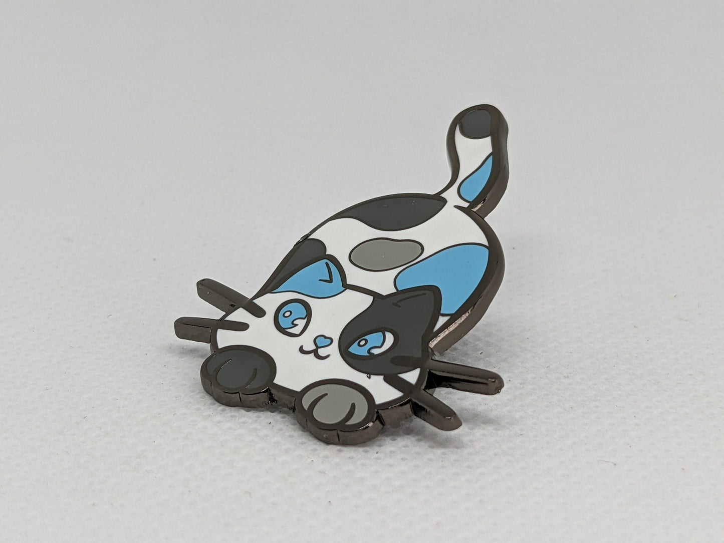 Demiboy Pin Purride Chibi Cat Hard Enamel Pin in Demiboy Pride Flag Colors | LGBTQ+ Subtle Demiboy Pride Jewelry