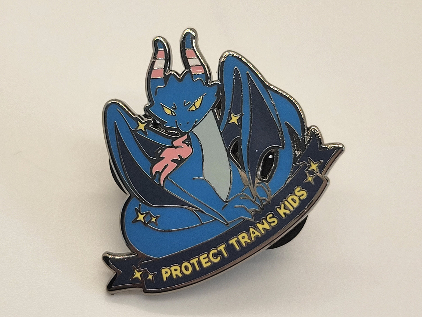 Protect Trans Kids Dragon Enamel Lapel Pin | Support Trans Youth Transgender Rights Trans Lives Matter