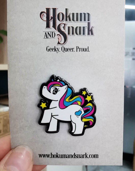 Chibi Unicorn Pan Pride Enamel Pin | Gay My Little Pony Pin with Subtle Pan Pride Flag Colors | LGBTQ+ Pins | Pansexual Pride Jewelry
