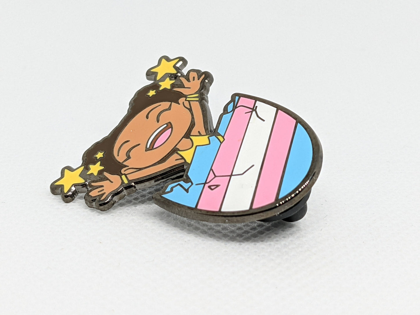 POC Trans Pride Egg Mode Femme Gender Euphoria Kawaii Chibi Style Enamel Pin Black Trans MtF