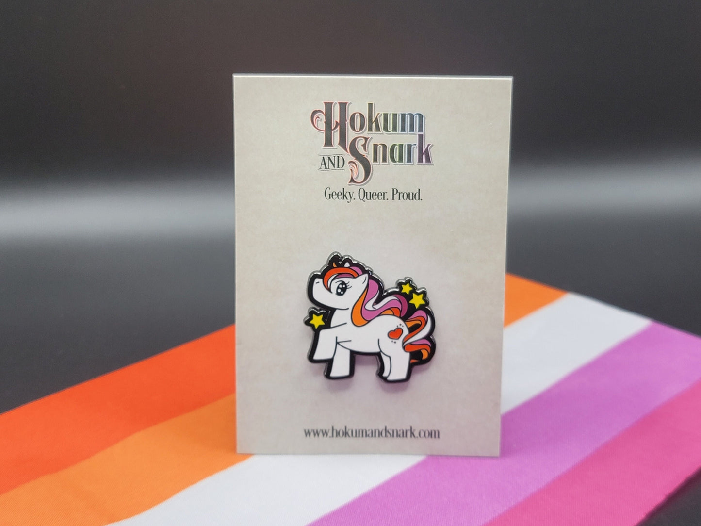 Chibi Unicorn Lesbian Pride Enamel Pin | Gay My Little Pony Pin with Subtle Lesbian Pride Flag Colors | LGBTQ+ Pins | Subtle Pride Jewelry