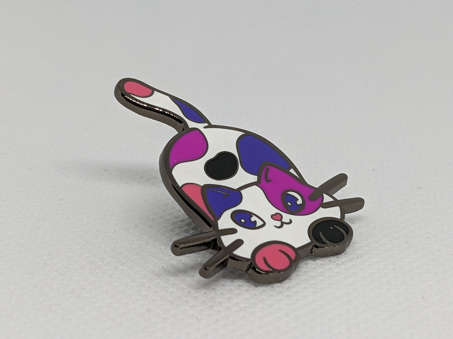Genderfluid Pin Purride Chibi Cat Hard Enamel Pin in Gender Fluid Pride Flag Colors | LGBTQ+ Subtle Genderfluid Pride Jewelry