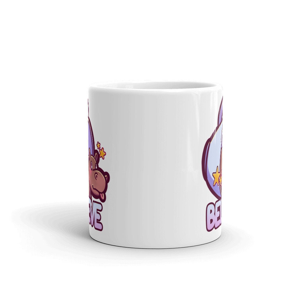 North American House Hippo Canadian Folklore Cryptid Tiny Hippopotamus Cute Character White Ceramic Mug - 11 oz or 15 oz