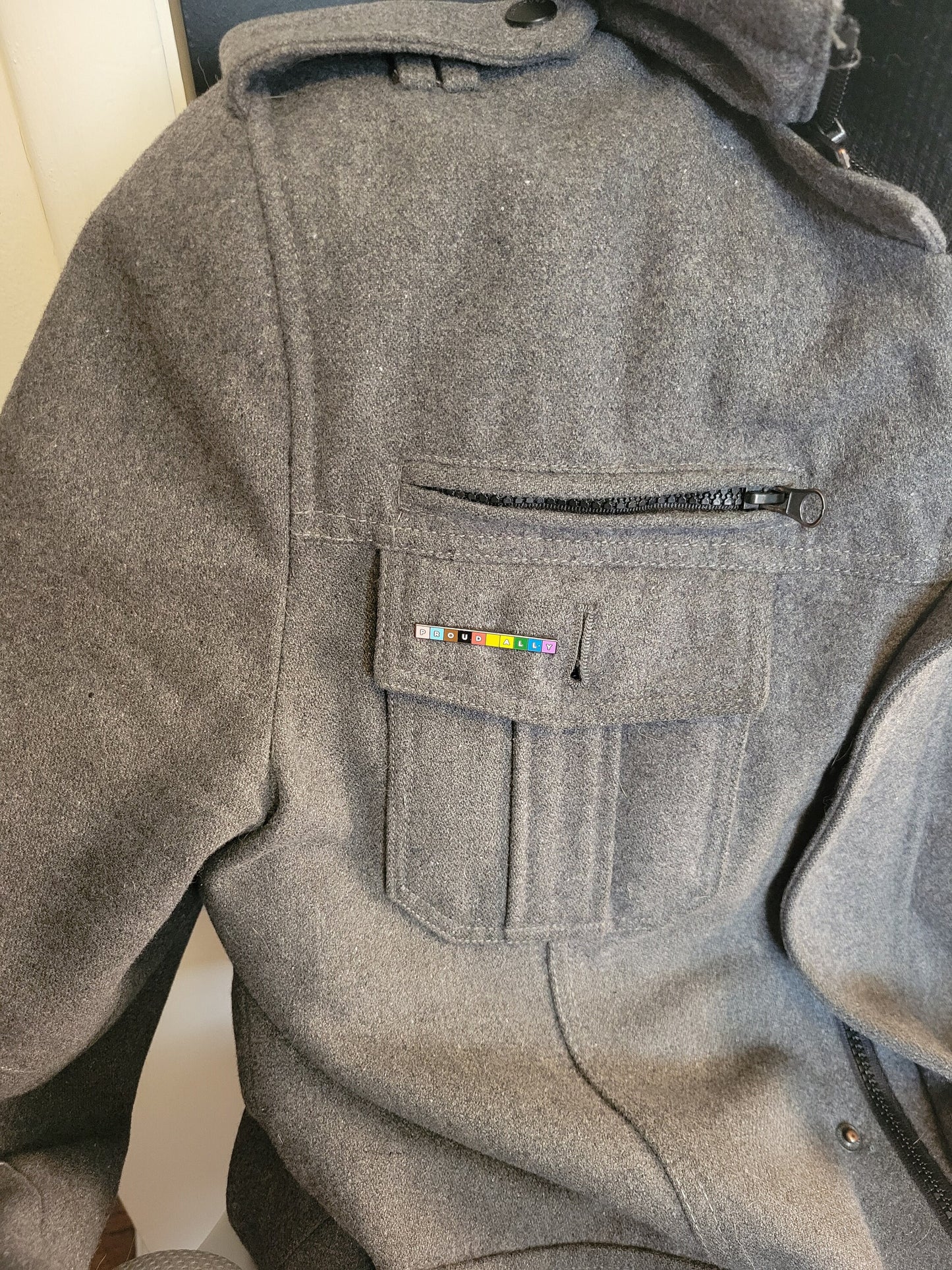 Proud Ally Enamel Lapel Pin with Rainbow Pride Colors for LGBTQ and Trans Rights Support