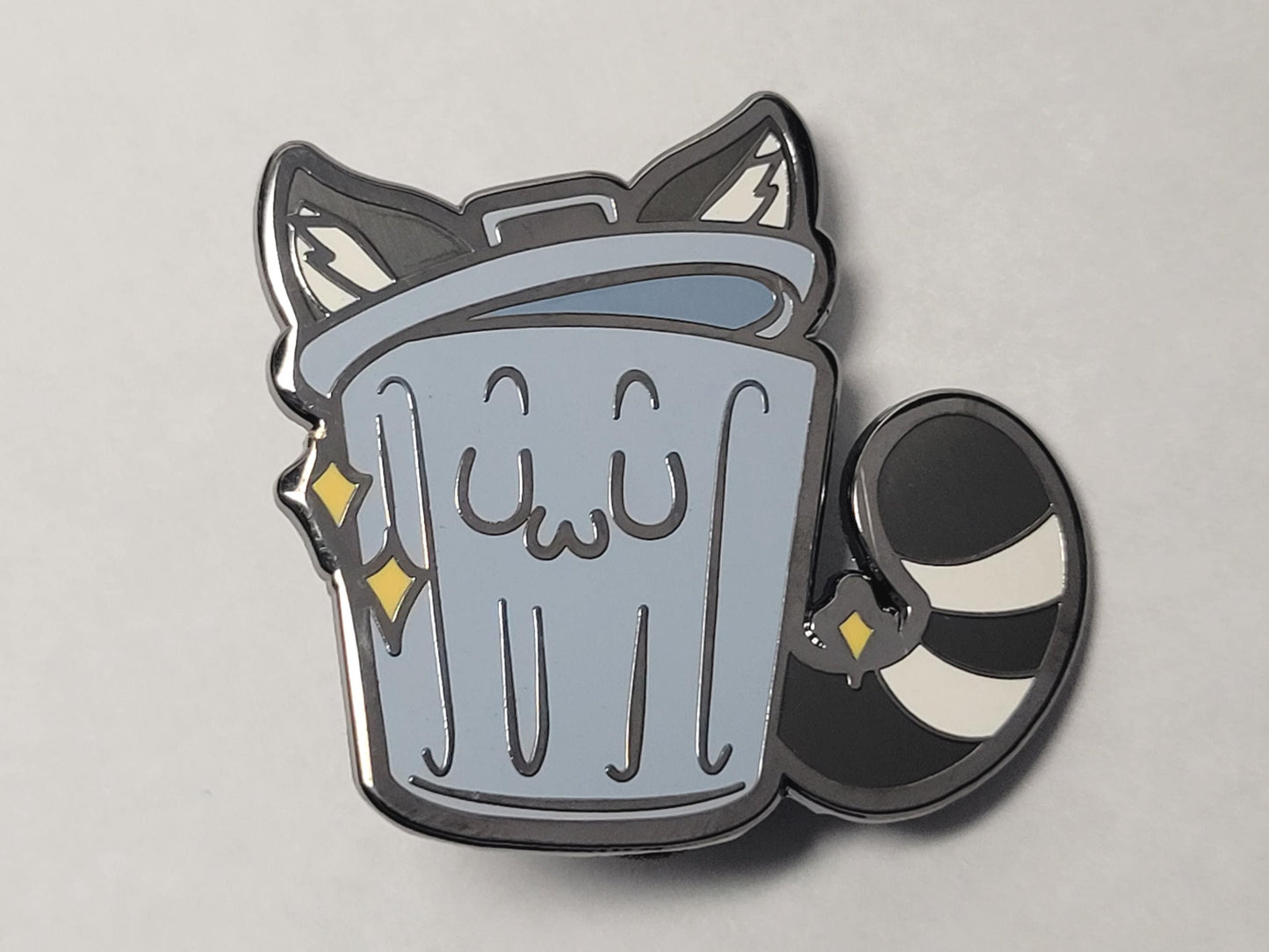 Chibi Raccoon Trash Panda Enamel Lapel Pin | Furry Trash Pin Anthro Trash Can with Ears and Tail