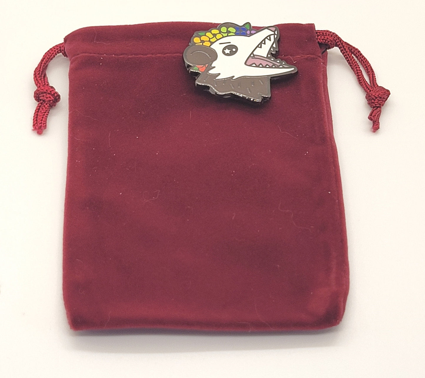 Gay Pride Possum in Flower Crown Screams in Gay | Rainbow Trash Opossum Enamel Pin Protect Queer Kids | LGBTQ Pin
