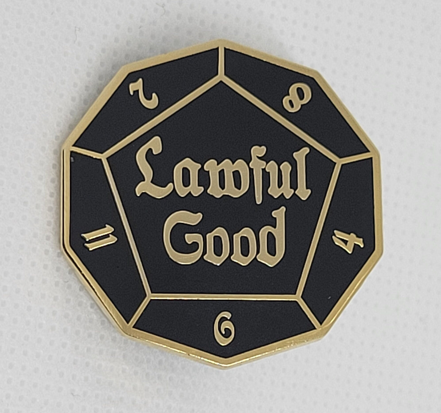 Lawful Good DnD Alignment d12 Dice Enamel Pin Silver or Gold Finish | Geeky Gift for Gamers & Fans