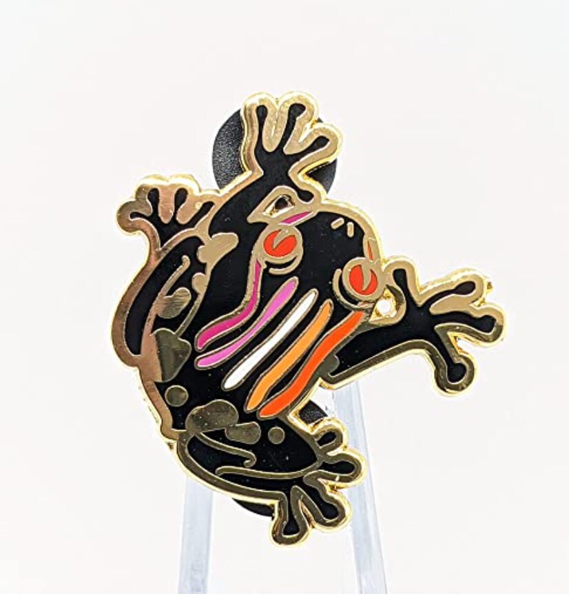Lesbian Frog Pin | Sunset Lesbian Subtle Pride Frog Enamel Pin | LGBTQ Frog Pin | WLW Pin