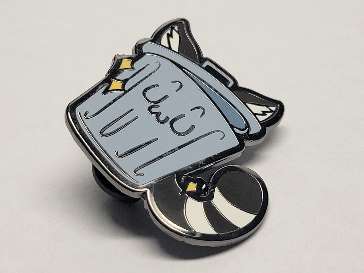 Chibi Raccoon Trash Panda Enamel Lapel Pin | Furry Trash Pin Anthro Trash Can with Ears and Tail