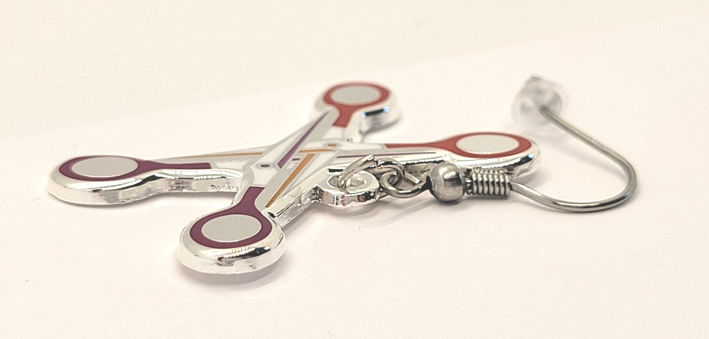 Lesbian Pride Scissors Earrings in WLW LGBT+ Flag Colors | LGBTQ+ Pride Jewelry