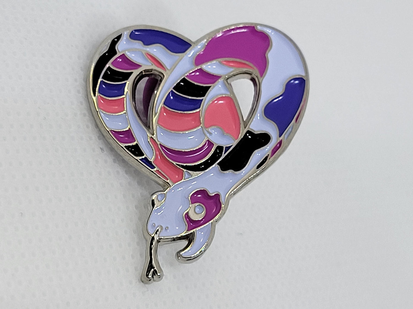 Genderfluid Pride Noodle Enamel Pin in Genderfluid Pride Flag Colors
