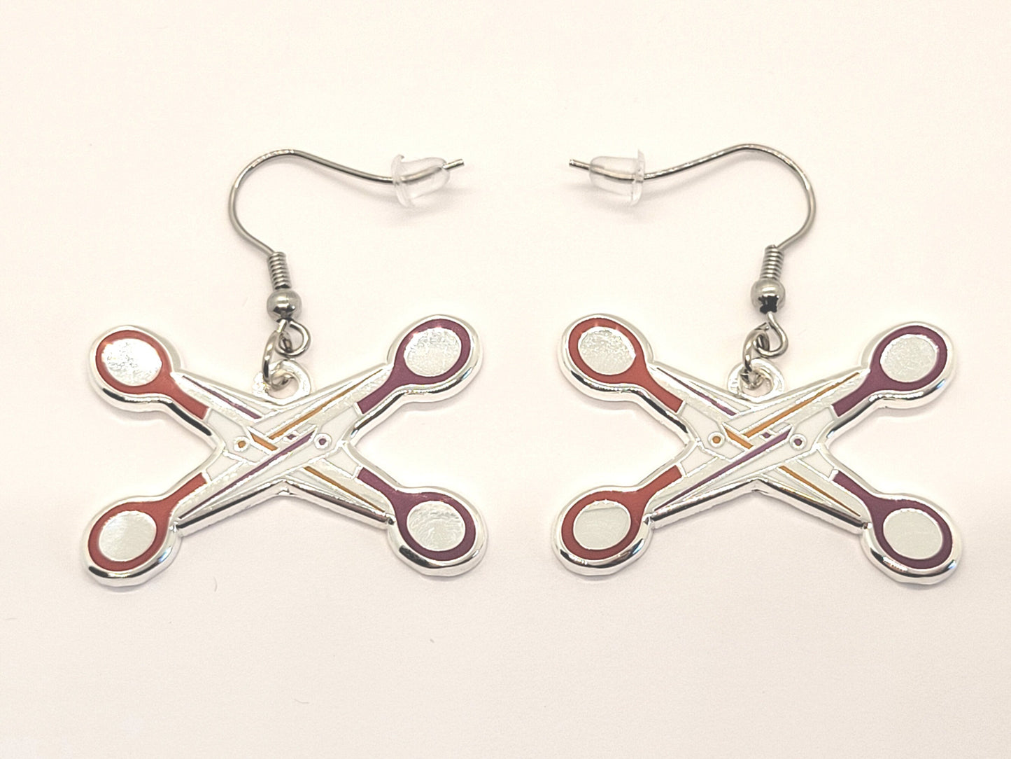 Lesbian Pride Scissors Earrings in WLW LGBT+ Flag Colors | LGBTQ+ Pride Jewelry