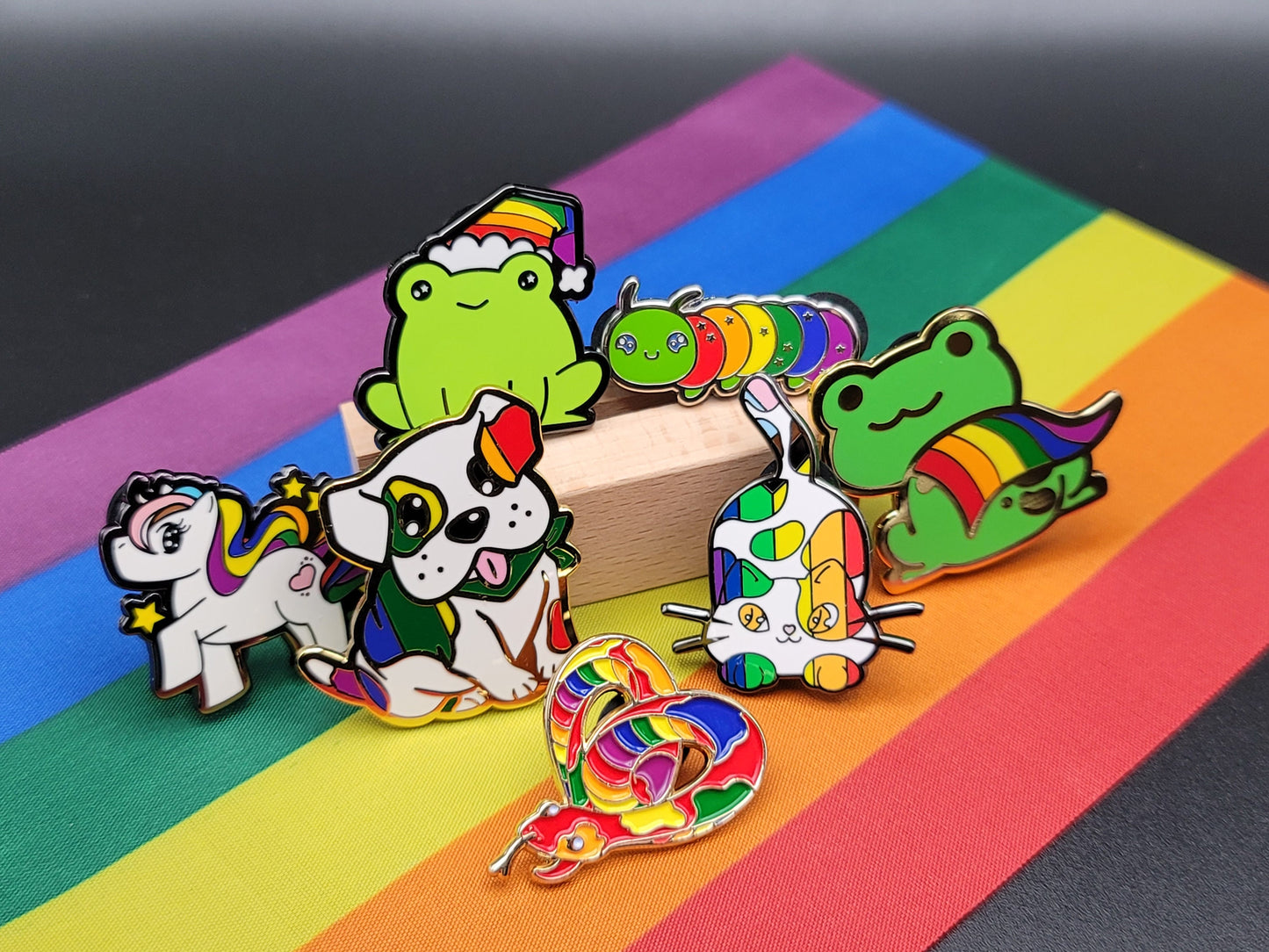 Subtle Gay Pride Pin | Rainbow Flag Heart-Shaped Snake Enamel Pin | LGBTQ+ Pride Accessory Gift | Cute Danger Noodle