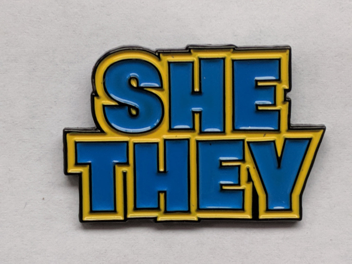She They Pronoun Pin | Femme Nonbinary Multi-gender Gender Fluid Enamel Pronoun Button