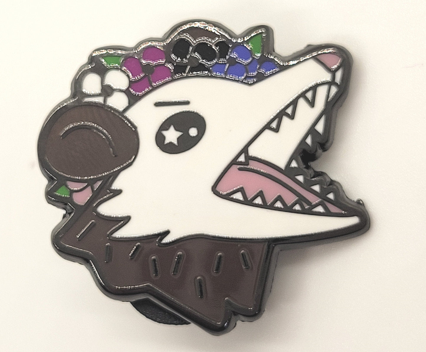 Genderfluid Pride Possum in Flower Crown Screams in Gay | Trash Opossum Enamel Pin Says Gender is Garbage | LGBTQ Pin