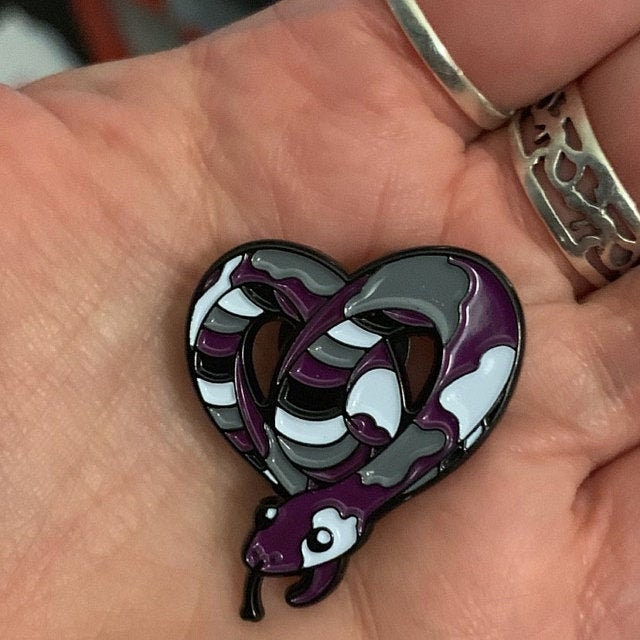 Subtle Asexual Pride Pin | Danger Noodle Enamel Pin in Ace LGBTQ+ Pride Flag Colors | Pride Jewelry Accessories Gift