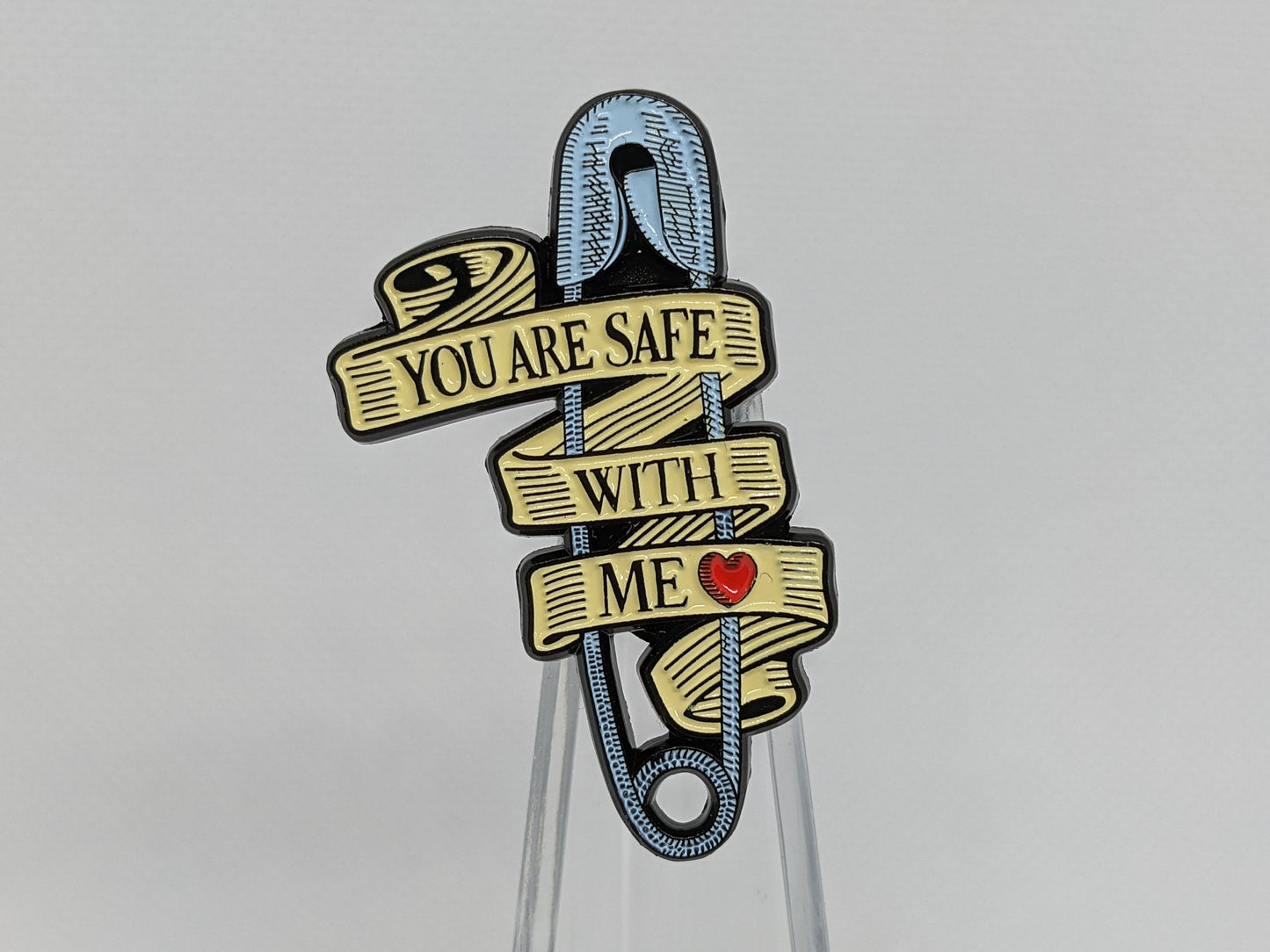 You are Safe with Me Pin | Safe Space Pin | LGBTQ Ally Pin | Safety Pin Trans Rights SafeSpace Enamel Pin