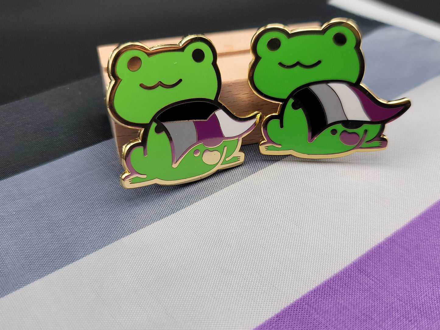 Asexual Frog Pin | Chibi Queer Frog Enamel Pin in Ace Pride Flag Cape | LGBTQ Frog Pin | Ace Pride Frog Pride Jewelry
