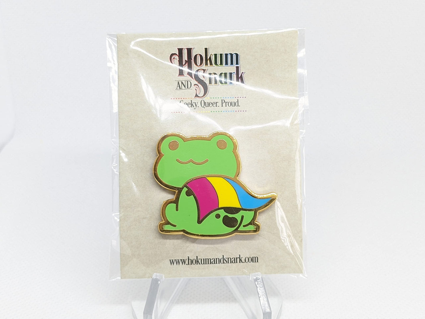 Pansexual Pride Frog Pin | Chibi Queer Frog Enamel PIn in Pan Pride Flag Cape | Pride Jewelry Accessories | LGBTQ Frog Pin
