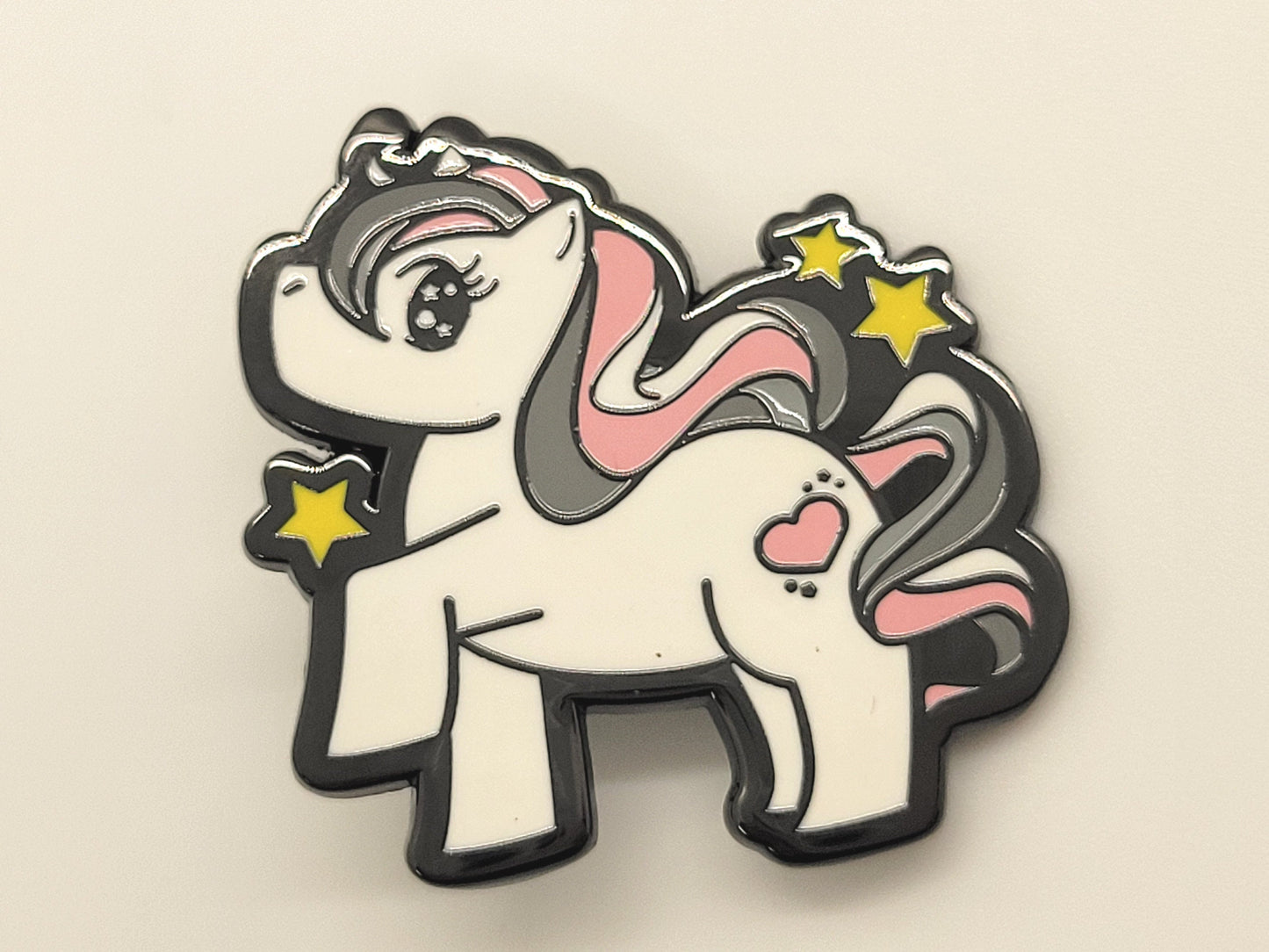 Chibi Unicorn Demigirl Pride Pin | Gay Little Pony Enamel Pin Subtle Demigirl Flag Colors | LGBTQ+ Pins | Subtle Pride Jewelry Accessory
