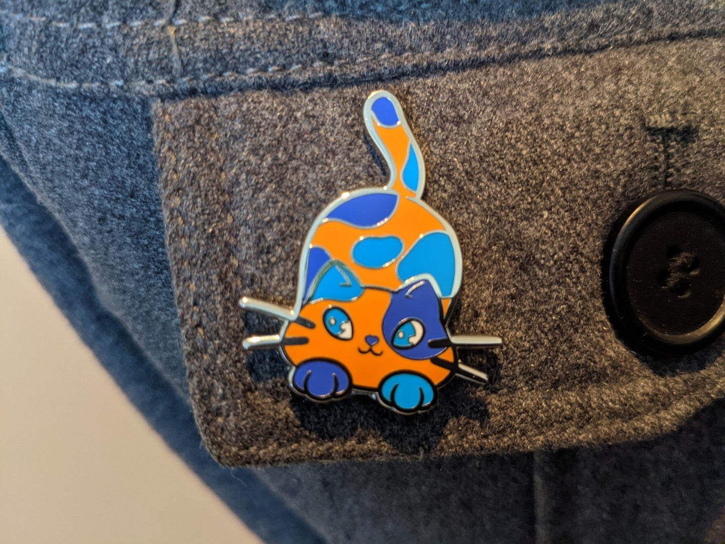 Multigender Pin Purride Chibi Cat Hard Enamel Pin in Multi-gender Pride Flag Colors | LGBTQ+ Subtle Pride Jewelry