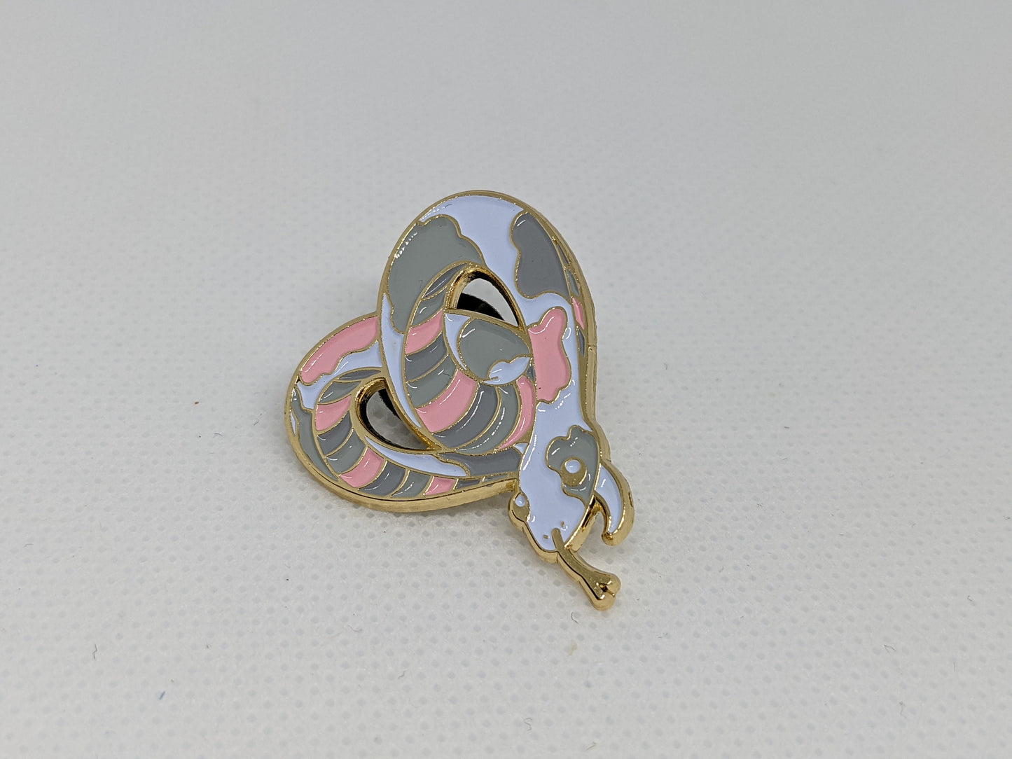 Subtle Demigirl Pride Noodle Heart-Shaped Snake Enamel Pin | Demigirl Pride LGBTQ+ Flag Colors | Subtle Pride Jewelry