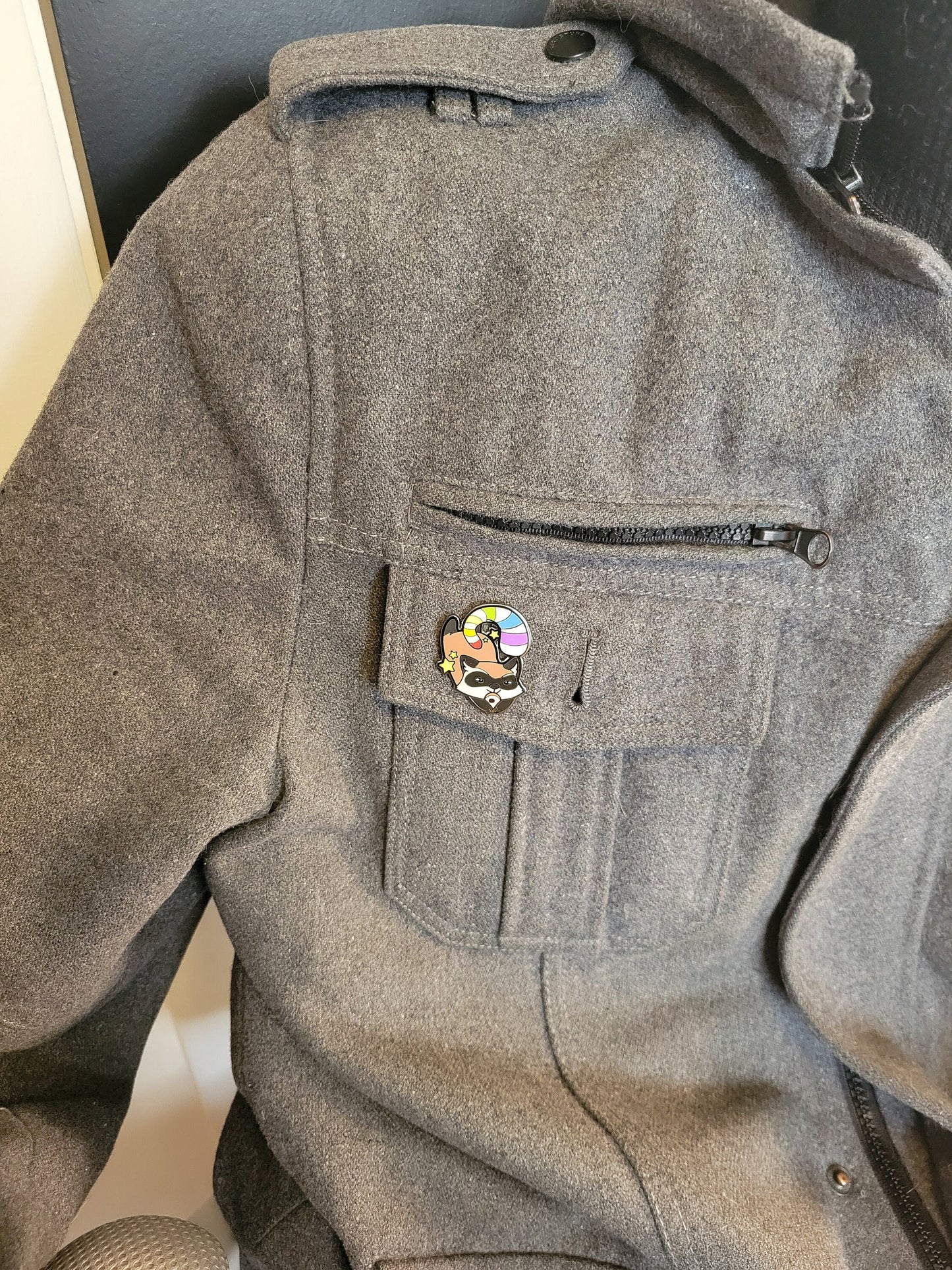 Rainbow Pride Raccoon Enamel Lapel Pin | LGBTQ Gay Pride Flag Chibi Trash Panda Hard Enamel Pin