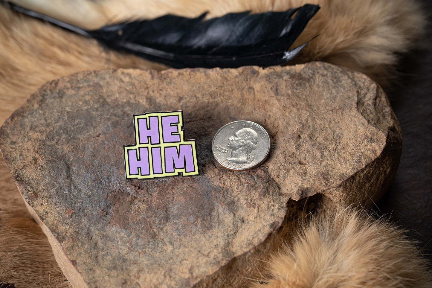 He Him Pronoun Pin Block Letters | Masc Male Hard Enamel Pronoun Button Badge