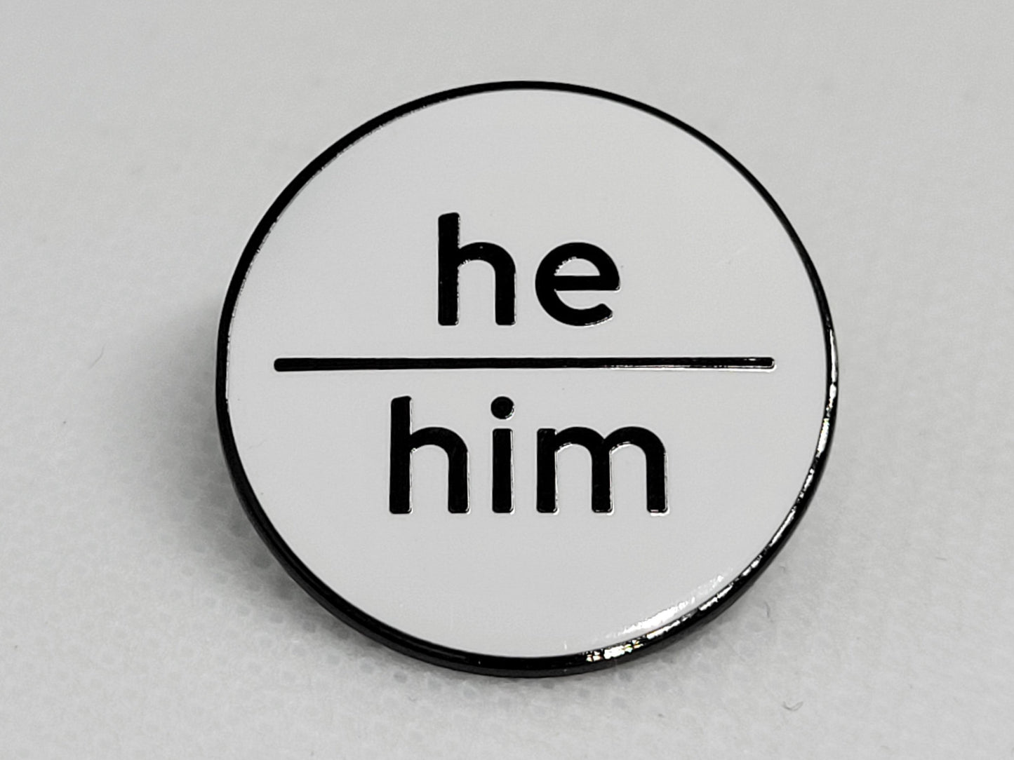 Modern Minimalist Pronoun Pin | He Him Pin | Choose White & Gold or White/Black | He/Him Pronoun Button