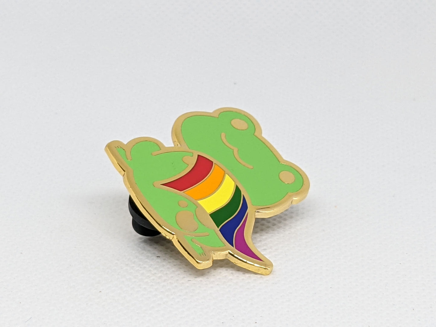 Pride Frog Chibi Hard Enamel Pin | Choose Gay Rainbow Pride Flag or Progress Pride Flag for Trans BIPOC Solidarity