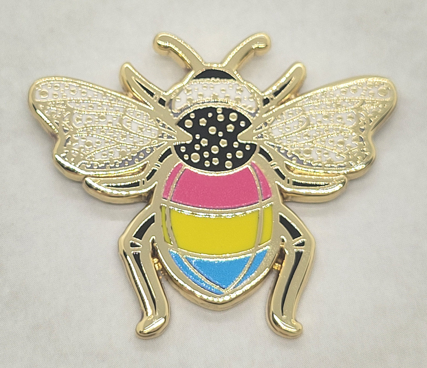 Subtle Queer Pin | Pansexual Pride Bee Enamel Pin in Pan LGBT+ Flag Colors | Pride Jewelry