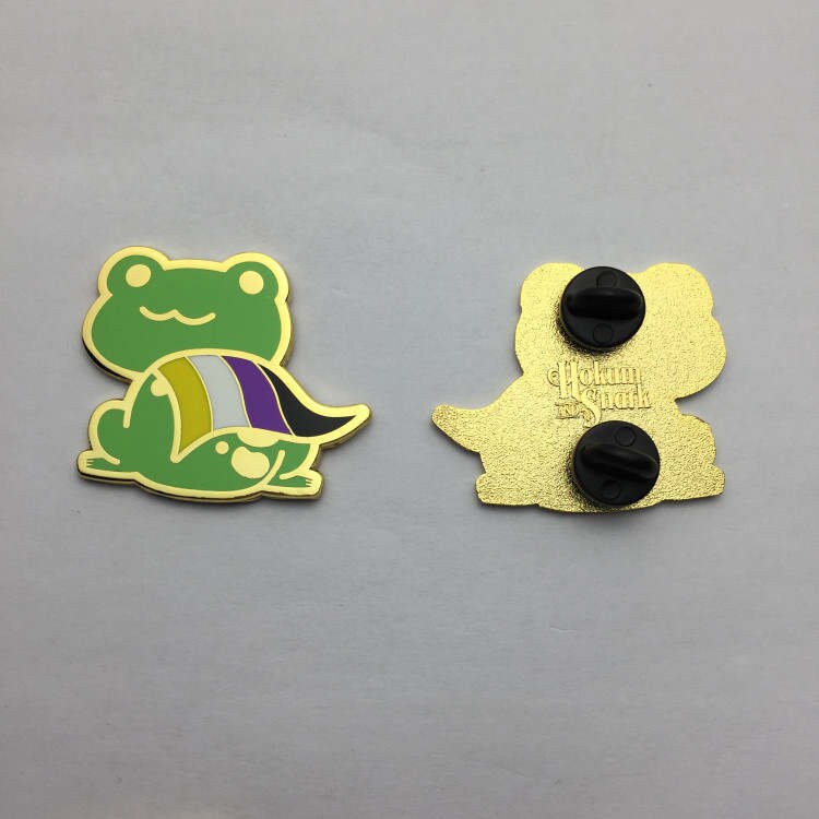 Nonbinary Pride Frog Pin | Chibi Queer Frog Enamel Pin in Non Binary Pride Flag Cape | Pride Jewelry Accessories | LGBTQ Frog Pins