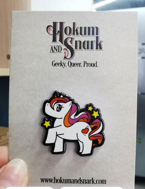 Chibi Unicorn Lesbian Pride Enamel Pin | Gay My Little Pony Pin with Subtle Lesbian Pride Flag Colors | LGBTQ+ Pins | Subtle Pride Jewelry