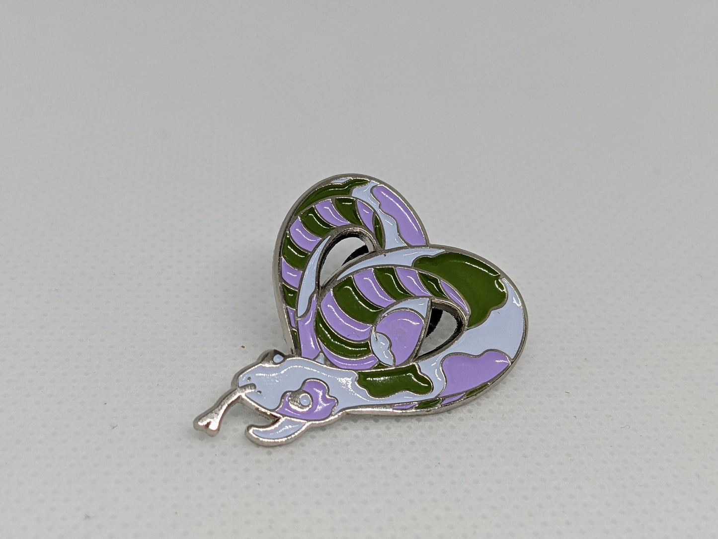 Genderqueer Pride Noodle Heart-Shaped Snake Enamel Pin | Subtle Pride LGBTQ+ Gender Queer Flag Colors