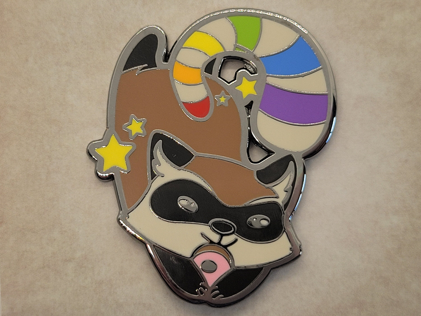 Rainbow Pride Raccoon Enamel Lapel Pin | LGBTQ Gay Pride Flag Chibi Trash Panda Hard Enamel Pin