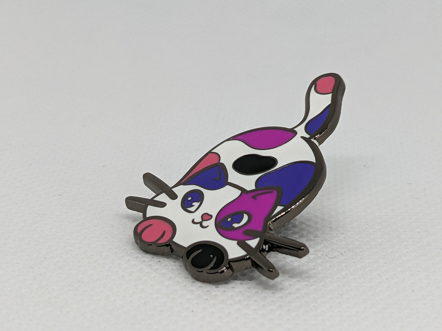 Genderfluid Pin Purride Chibi Cat Hard Enamel Pin in Gender Fluid Pride Flag Colors | LGBTQ+ Subtle Genderfluid Pride Jewelry