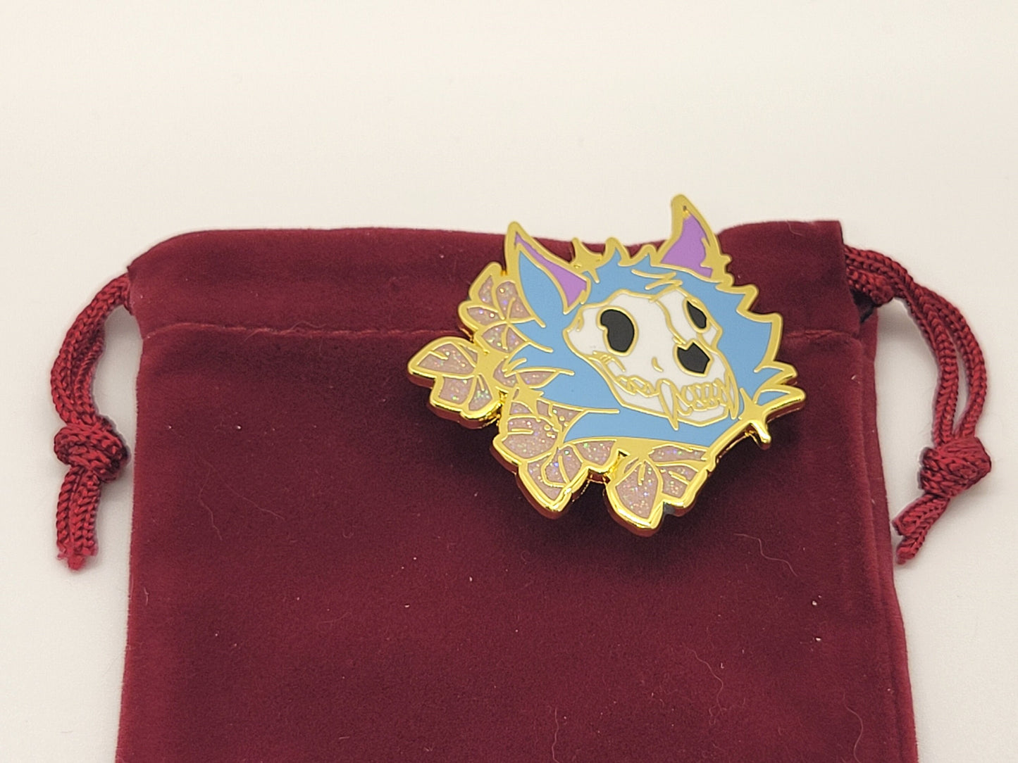Skulldog Skullsona Enamel Pin | Pretty Pink or Goth Red and Black Furry Fursona Enamel Pin