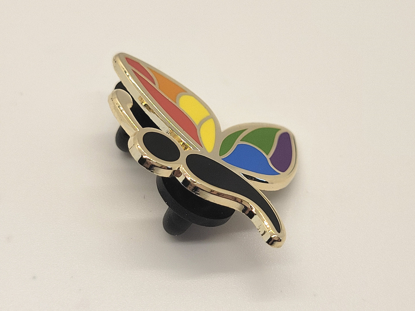Semicolon Butterfly Pin with Rainbow Pride Colors | Suicide Prevention Mental Health Awareness Enamel Lapel Pin