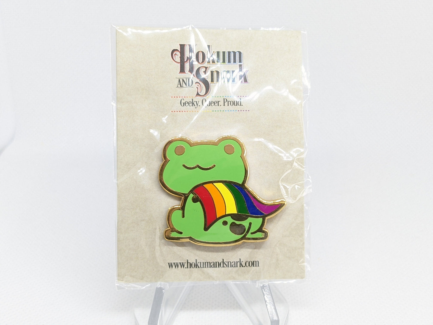 Pride Frog Chibi Hard Enamel Pin | Choose Gay Rainbow Pride Flag or Progress Pride Flag for Trans BIPOC Solidarity