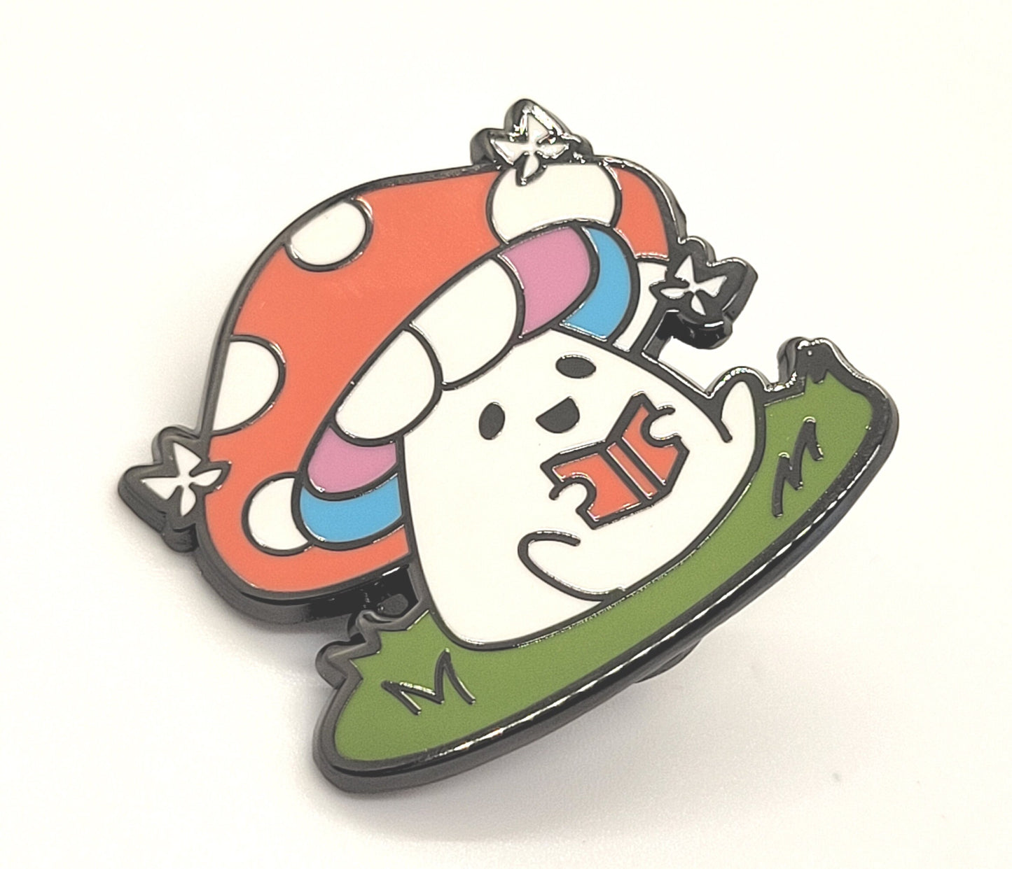 Adorable Mushroom Trans Pride Pin Hard Enamel with Transgender Flag Colors | Subtle Gay Pin | *FREE SHIPPING*