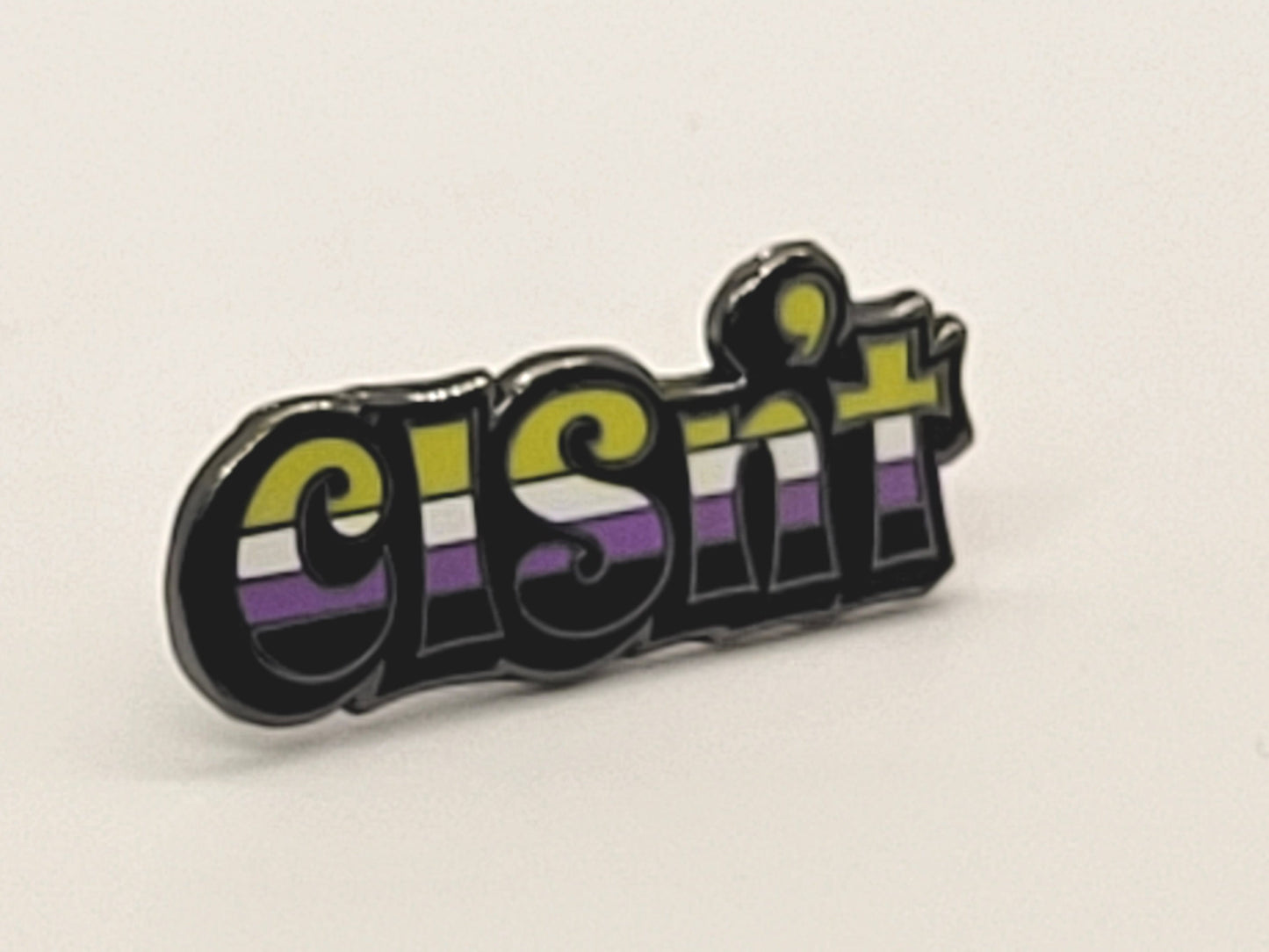 Cisn't Nonbinary Pin | LGBTQ Pride in Nonbinary Pride Flag Colors | Nonbinary Enamel Pin
