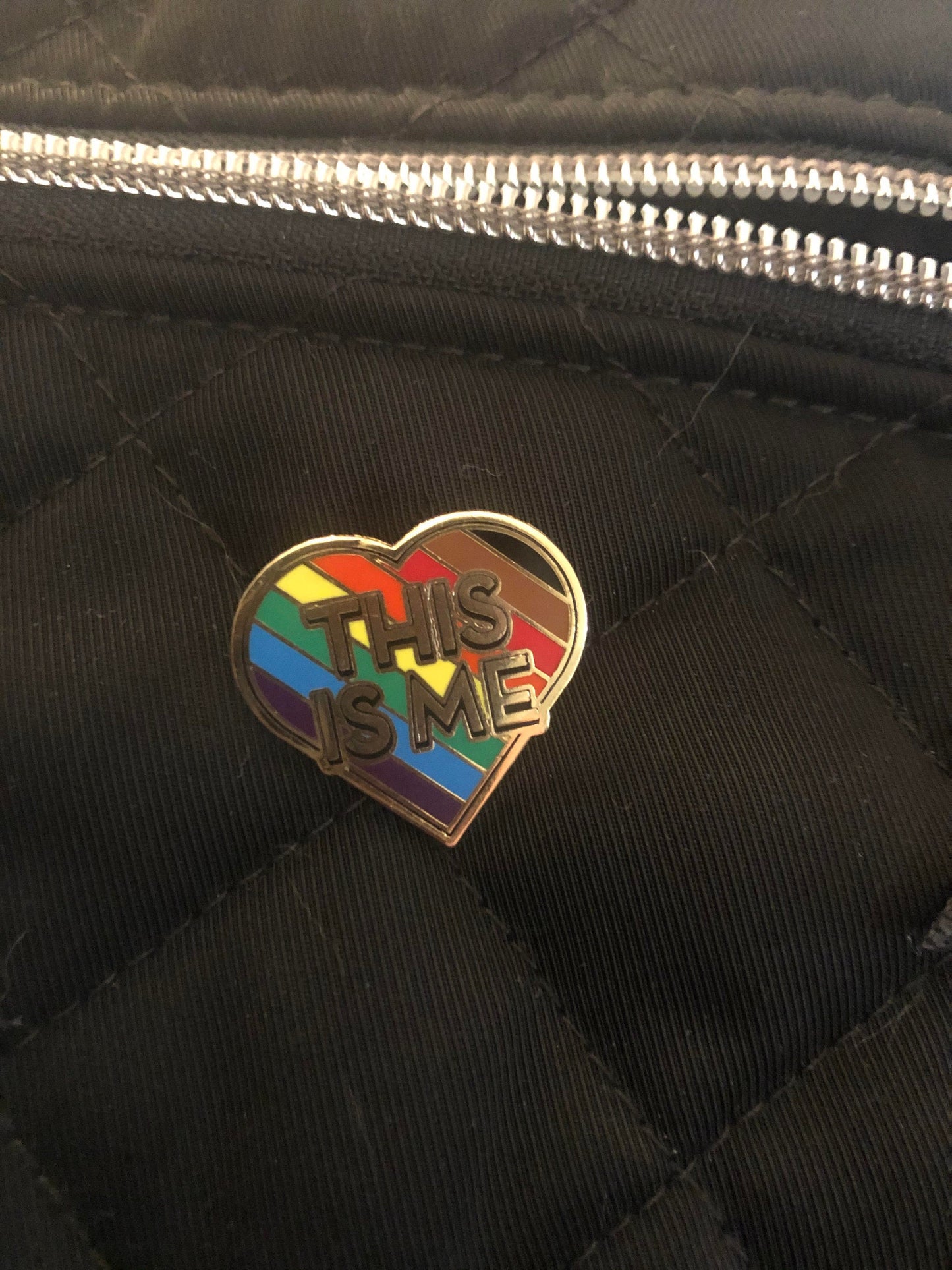 Philly Rainbow Pride Flag This Is Me Heart Shaped Enamel Pin BIPOC
