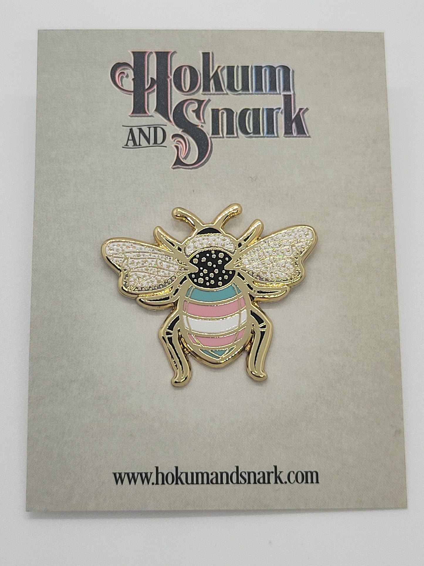 Subtle Queer Pin | Trans Pride Bee Enamel Pin in Transgender LGBT+ Flag Colors | Pride Jewelry