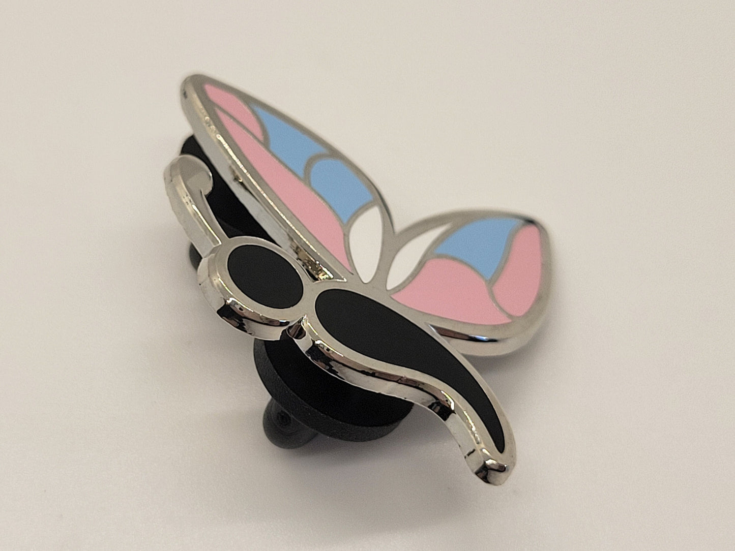 Semicolon Butterfly Pin in Trans Pride Flag Colors | Suicide Prevention Mental Health Awareness Enamel Lapel Pin